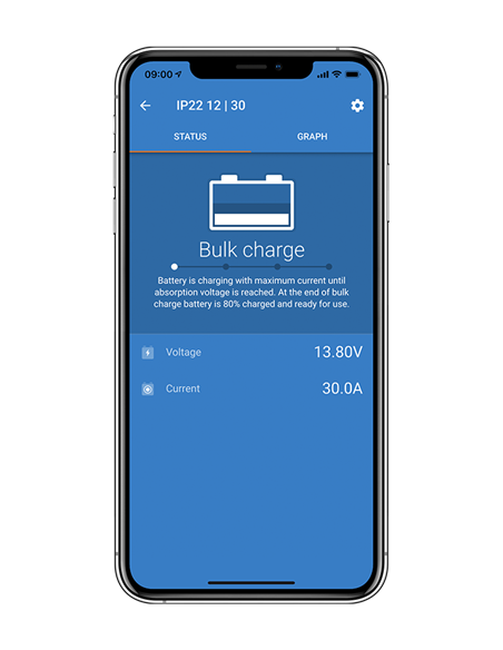 Blue Smart IP22 Charger on Victron Connect mobile app