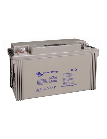 12V 130Ah AGM Deep Cycle Battery (left)