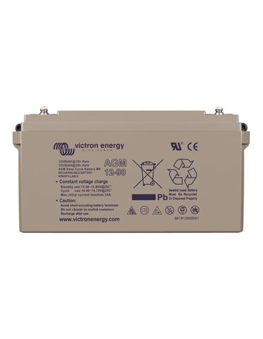 12V 90Ah AGM Deep Cycle Battery (front)