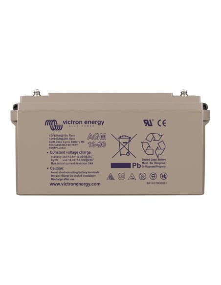 12V 90Ah AGM Deep Cycle Battery (front)