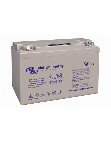 12V 110Ah AGM Deep Cycle Battery (left)