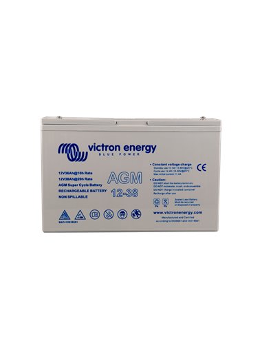 12V 38Ah AGM Super Cycle Battery (front)