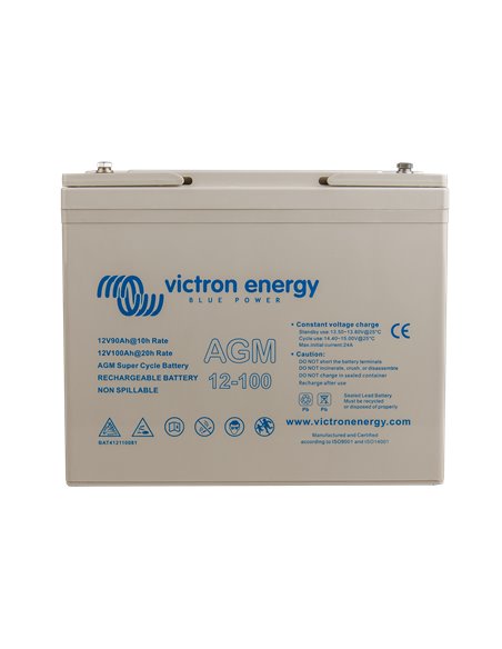 12V 100Ah AGM Super Cycle Battery (front)