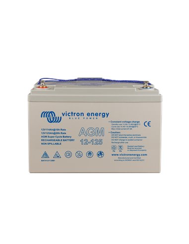 12V 125Ah AGM Super Cycle Battery (front with bolts)