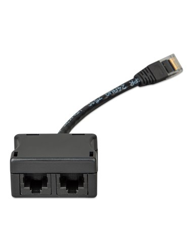 RJ45-splitter 1xRJ45 male15cm cable2xRJ45 female (front-angle)