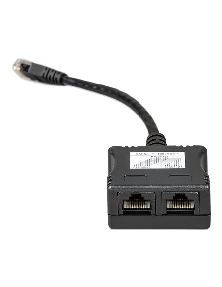 RJ45-splitter 1xRJ45 male15cm cable2xRJ45 female (front-angle1)