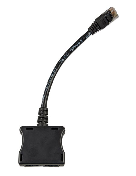 RJ45-splitter 1xRJ45 male15cm cable2xRJ45 female (back)