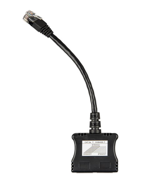 RJ45-splitter 1xRJ45 male15cm cable2xRJ45 female (front)