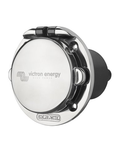 Power Inlet stainless with cover 16A/250Vac (2p/3w)