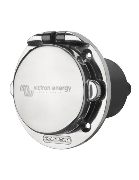 Power Inlet stainless with cover 16A/250Vac (2p/3w)